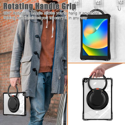 For iPad 2025 / 2022 Rotation Ring Handle TPU Hybrid Clear PC Tablet Case(Black) - iPad 2025 / 2022 Cases by buy2fix | Online Shopping UK | buy2fix
