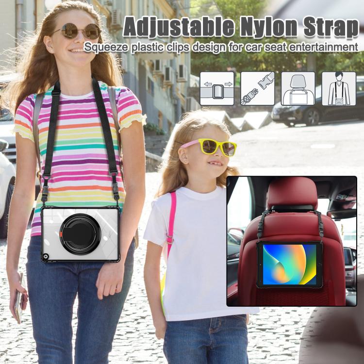 For iPad 2025 / 2022 Rotation Ring Handle TPU Hybrid Clear PC Tablet Case(Black) - iPad 2025 / 2022 Cases by buy2fix | Online Shopping UK | buy2fix