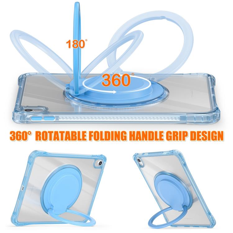 For iPad 2025 / 2022 Rotation Ring Handle TPU Hybrid Clear PC Tablet Case(Light Blue) - iPad 2025 / 2022 Cases by buy2fix | Online Shopping UK | buy2fix