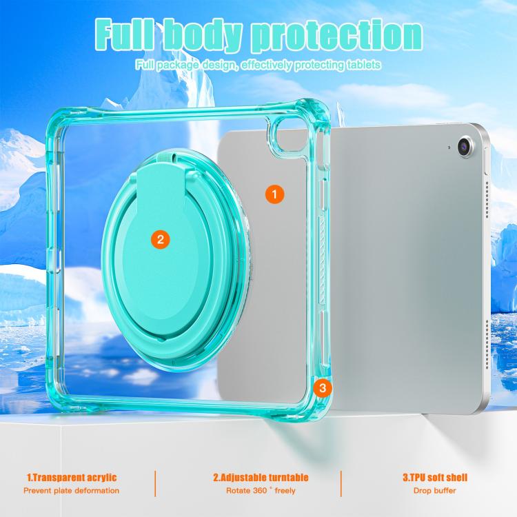 For iPad 2025 / 2022 Rotation Ring Handle TPU Hybrid Clear PC Tablet Case(Light Green) - iPad 2025 / 2022 Cases by buy2fix | Online Shopping UK | buy2fix