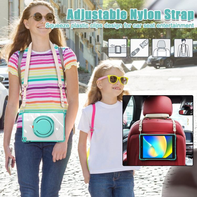 For iPad 2025 / 2022 Rotation Ring Handle TPU Hybrid Clear PC Tablet Case(Light Green) - iPad 2025 / 2022 Cases by buy2fix | Online Shopping UK | buy2fix