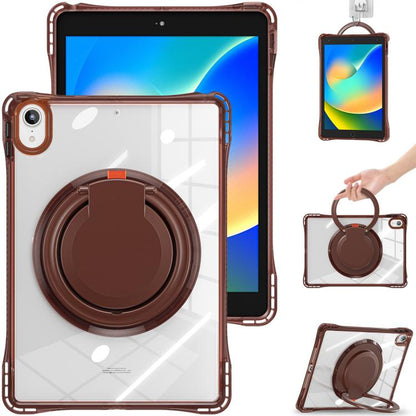 For iPad 2025 / 2022 Rotation Ring Handle TPU Hybrid Clear PC Tablet Case(Chocolate) - iPad 2025 / 2022 Cases by buy2fix | Online Shopping UK | buy2fix