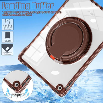 For iPad 2025 / 2022 Rotation Ring Handle TPU Hybrid Clear PC Tablet Case(Chocolate) - iPad 2025 / 2022 Cases by buy2fix | Online Shopping UK | buy2fix