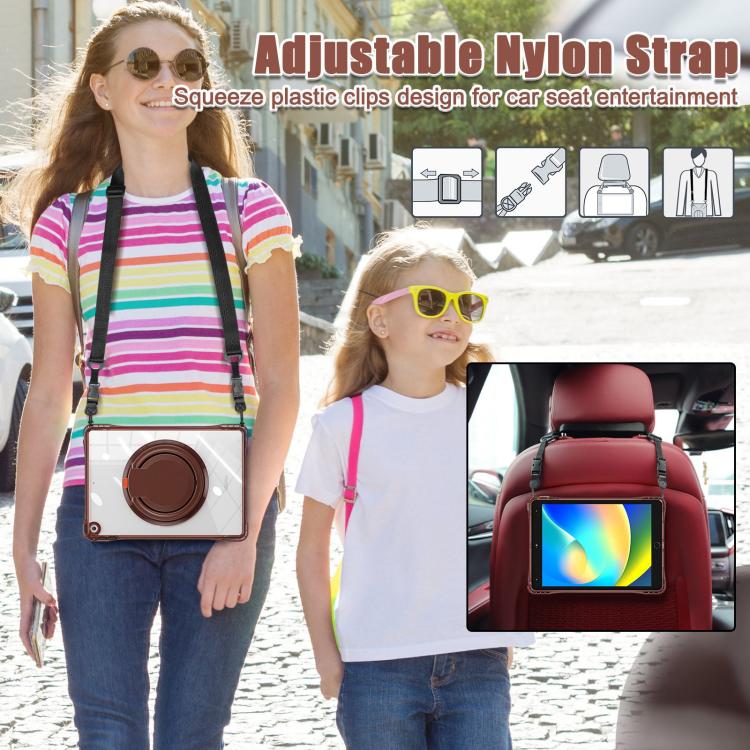 For iPad 2025 / 2022 Rotation Ring Handle TPU Hybrid Clear PC Tablet Case(Chocolate) - iPad 2025 / 2022 Cases by buy2fix | Online Shopping UK | buy2fix