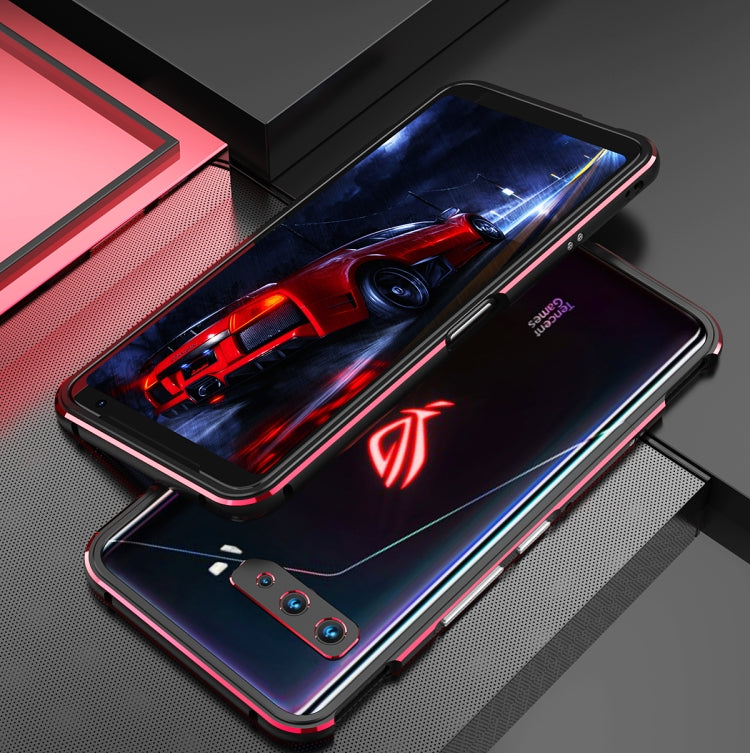 For ASUS ROG Phone 3 ZS661KS Aluminum Alloy Shockproof Protective Bumper Frame(Black Red) - ASUS Cases by buy2fix | Online Shopping UK | buy2fix