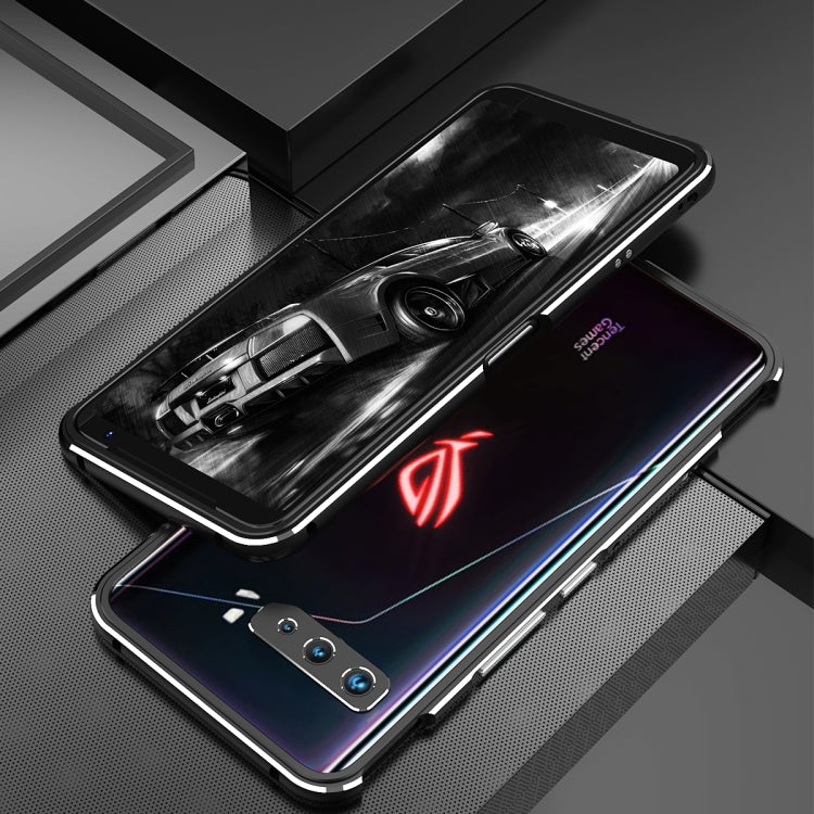 For ASUS ROG Phone 3 ZS661KS Aluminum Alloy Shockproof Protective Bumper Frame(Black Silver) - ASUS Cases by buy2fix | Online Shopping UK | buy2fix