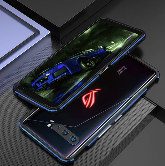 For ASUS ROG Phone 3 ZS661KS Aluminum Alloy Shockproof Protective Bumper Frame(Black Blue) - ASUS Cases by buy2fix | Online Shopping UK | buy2fix