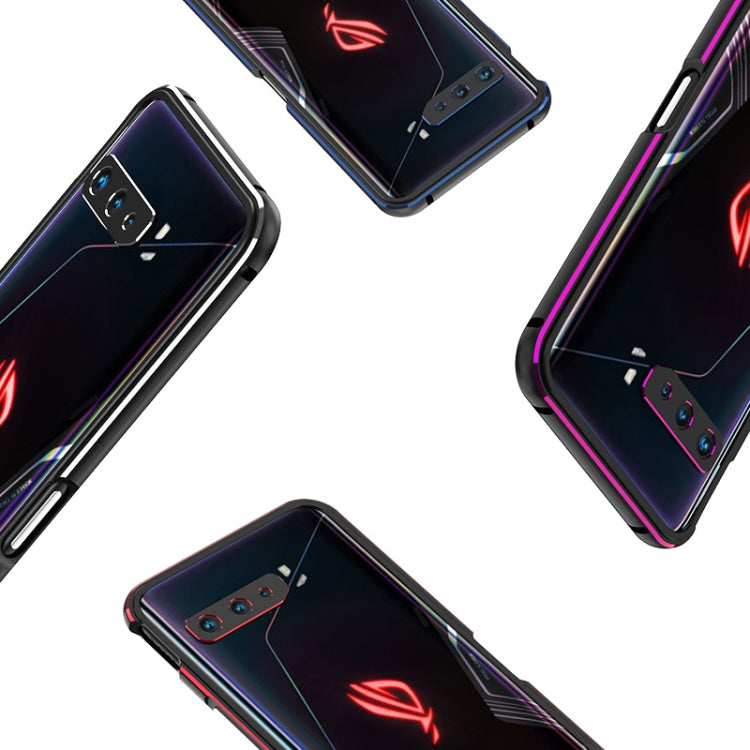 For ASUS ROG Phone 3 ZS661KS Aluminum Alloy Shockproof Protective Bumper Frame(Black Blue) - ASUS Cases by buy2fix | Online Shopping UK | buy2fix