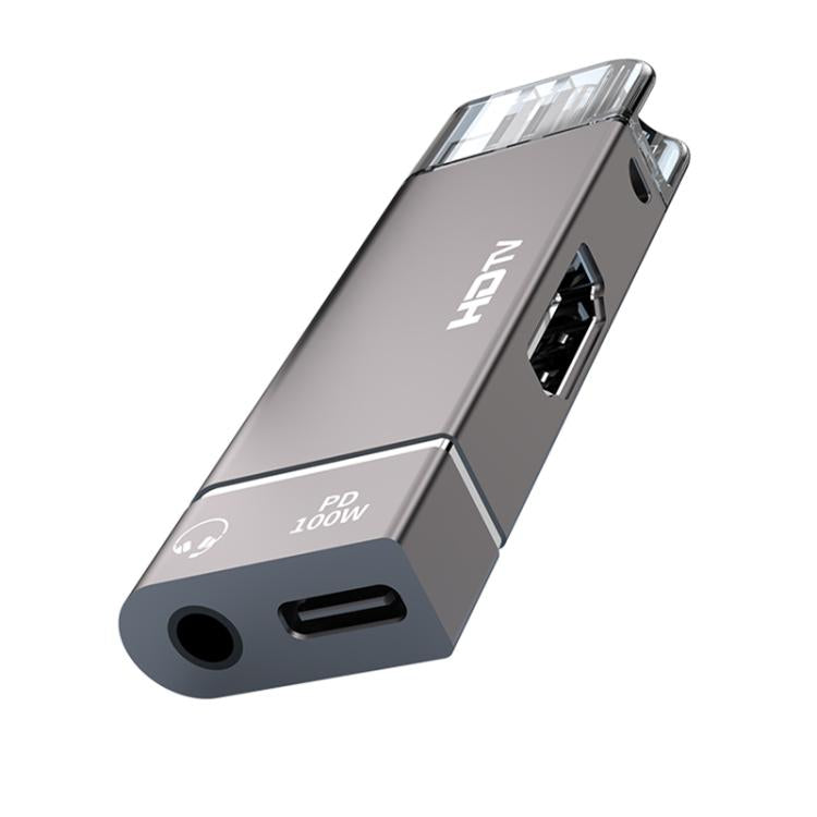 USB-C / Type-C to HDTV, 3.5mm, PD 100W 3 in 1 Multi-function Converter Docking Station(Grey) - USB HUB by buy2fix | Online Shopping UK | buy2fix