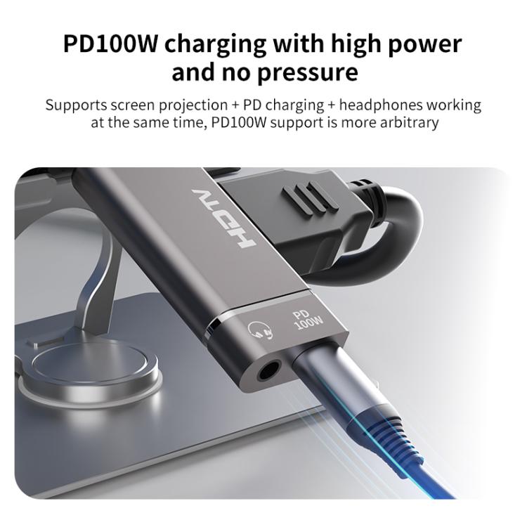 USB-C / Type-C to HDTV, 3.5mm, PD 100W 3 in 1 Multi-function Converter Docking Station(Grey) - USB HUB by buy2fix | Online Shopping UK | buy2fix