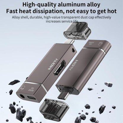 USB-C / Type-C to HDTV, 3.5mm, PD 100W 3 in 1 Multi-function Converter Docking Station(Grey) - USB HUB by buy2fix | Online Shopping UK | buy2fix