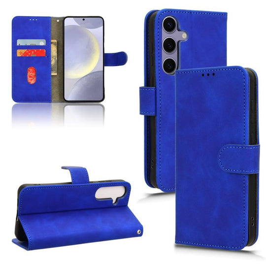 For Samsung Galaxy S25 FE 5G Skin Feel Magnetic Flip Leather Phone Case(Blue)
