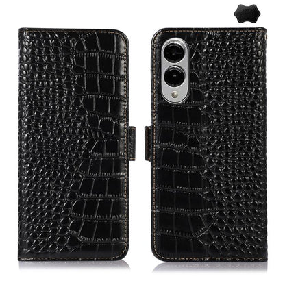 For Samsung Galaxy S25 Edge 5G Crocodile Top Layer Cowhide Leather Phone Case(Black) - Galaxy S25 Edge 5G Cases by buy2fix | Online Shopping UK | buy2fix