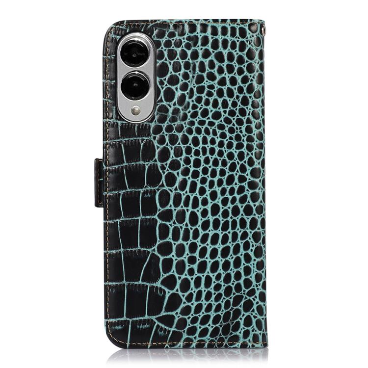For Samsung Galaxy S25 Edge 5G Crocodile Top Layer Cowhide Leather Phone Case(Green) - Galaxy S25 Edge 5G Cases by buy2fix | Online Shopping UK | buy2fix
