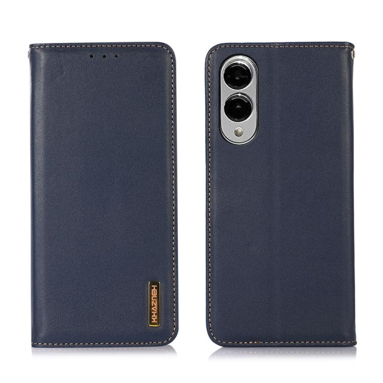 For Samsung Galaxy S25 Edge 5G KHAZNEH Nappa Top Layer Cowhide Leather Phone Case(Blue) - Galaxy S25 Edge 5G Cases by buy2fix | Online Shopping UK | buy2fix