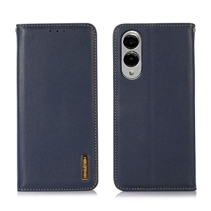 For Samsung Galaxy S25 Edge 5G KHAZNEH Nappa Top Layer Cowhide Leather Phone Case(Blue) - Galaxy S25 Edge 5G Cases by buy2fix | Online Shopping UK | buy2fix