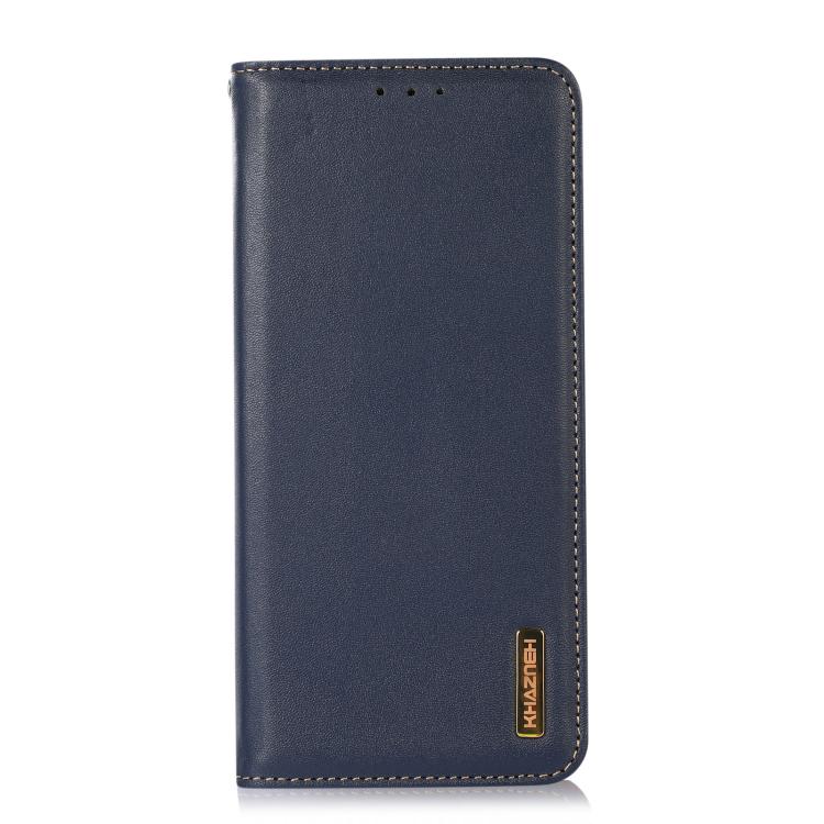 For Samsung Galaxy S25 Edge 5G KHAZNEH Nappa Top Layer Cowhide Leather Phone Case(Blue) - Galaxy S25 Edge 5G Cases by buy2fix | Online Shopping UK | buy2fix