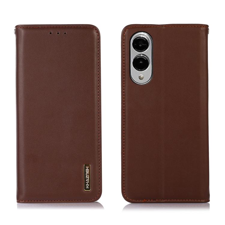 For Samsung Galaxy S25 Edge 5G KHAZNEH Nappa Top Layer Cowhide Leather Phone Case(Brown) - Galaxy S25 Edge 5G Cases by buy2fix | Online Shopping UK | buy2fix