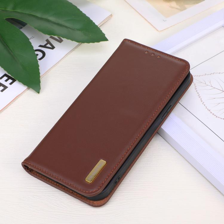 For Samsung Galaxy S25 Edge 5G KHAZNEH Nappa Top Layer Cowhide Leather Phone Case(Brown) - Galaxy S25 Edge 5G Cases by buy2fix | Online Shopping UK | buy2fix