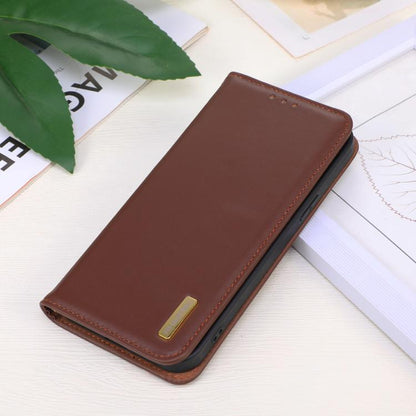 For Samsung Galaxy S25 Edge 5G KHAZNEH Nappa Top Layer Cowhide Leather Phone Case(Brown) - Galaxy S25 Edge 5G Cases by buy2fix | Online Shopping UK | buy2fix
