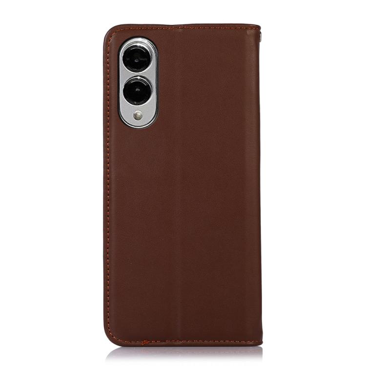 For Samsung Galaxy S25 Edge 5G KHAZNEH Nappa Top Layer Cowhide Leather Phone Case(Brown) - Galaxy S25 Edge 5G Cases by buy2fix | Online Shopping UK | buy2fix