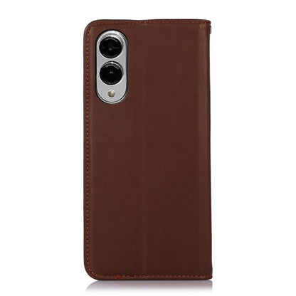 For Samsung Galaxy S25 Edge 5G KHAZNEH Nappa Top Layer Cowhide Leather Phone Case(Brown) - Galaxy S25 Edge 5G Cases by buy2fix | Online Shopping UK | buy2fix