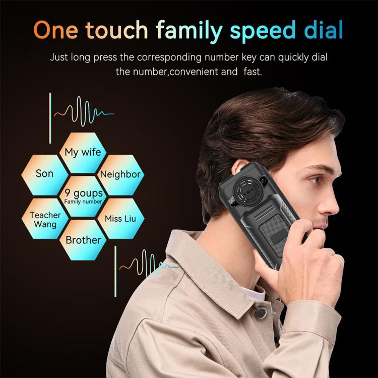 UNIWA M6000 Big Speaker Keypad Phone, 2.4 inch, Dual Flashlights, 21 Keys, SOS, FM, 4 SIM, GSM, Plug:UK Plug(Black) - Others by UNIWA | Online Shopping UK | buy2fix