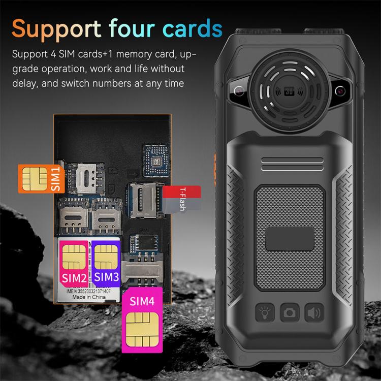 UNIWA M6000 Big Speaker Keypad Phone, 2.4 inch, Dual Flashlights, 21 Keys, SOS, FM, 4 SIM, GSM, Plug:UK Plug(Black) - Others by UNIWA | Online Shopping UK | buy2fix