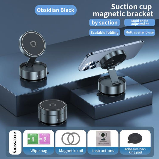 Q12 Foldable Vacuum MagSafe Magnetic Suction Cup Phone Holder(Black) - Universal Car Holders by buy2fix | Online Shopping UK | buy2fix