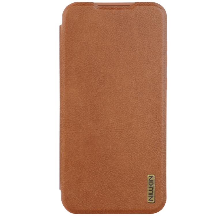 For Samsung Galaxy A56 5G NILLKIN QIN Series Pro Sliding Camera Cover Design Leather Phone Case(Brown) - Galaxy Phone Cases by NILLKIN | Online Shopping UK | buy2fix