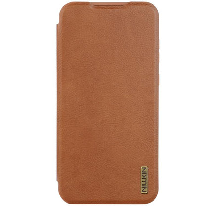 For Samsung Galaxy A56 5G NILLKIN QIN Series Pro Sliding Camera Cover Design Leather Phone Case(Brown) - Galaxy Phone Cases by NILLKIN | Online Shopping UK | buy2fix