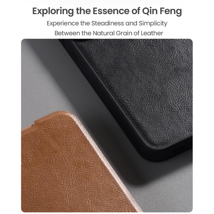 For Samsung Galaxy A56 5G NILLKIN QIN Series Pro Sliding Camera Cover Design Leather Phone Case(Brown) - Galaxy Phone Cases by NILLKIN | Online Shopping UK | buy2fix