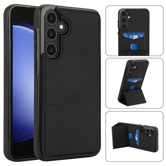 For Samsung Galaxy S23 FE 5G Tri-fold Holder Leather Phone Case with Card Slot(Black)
