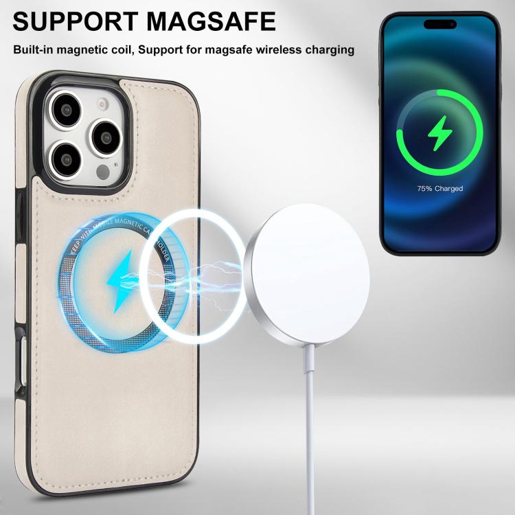 For iPhone 16 Pro Zipper Wallet Split MagSafe Leather Back Phone Case(White) - iPhone 16 Pro Cases by buy2fix | Online Shopping UK | buy2fix