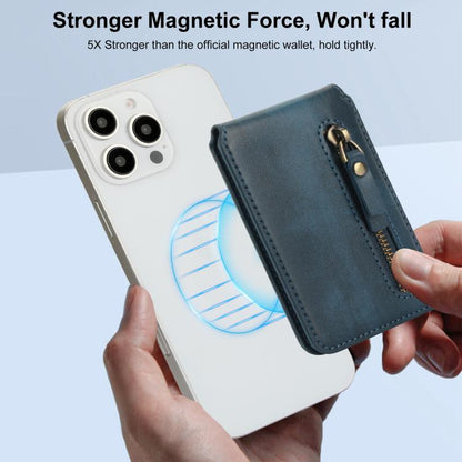 For iPhone 16 Pro Zipper Wallet Split MagSafe Leather Back Phone Case(Blue) - iPhone 16 Pro Cases by buy2fix | Online Shopping UK | buy2fix