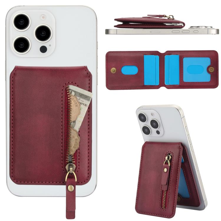 For iPhone 15 Pro Max Zipper Wallet Split MagSafe Leather Back Phone Case(Red) - iPhone 15 Pro Max Cases by buy2fix | Online Shopping UK | buy2fix