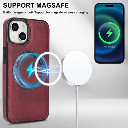 For iPhone 15 Zipper Wallet Split MagSafe Leather Back Phone Case(Red) - iPhone 15 Cases by buy2fix | Online Shopping UK | buy2fix
