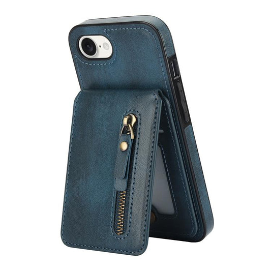 For iPhone 7 / 8 / SE 2022 Zipper Wallet Split MagSafe Leather Back Phone Case(Blue) - iPhone SE 2022 / 2020 / 8 / 7 Cases by buy2fix | Online Shopping UK | buy2fix