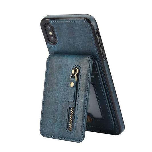 For iPhone XR Zipper Wallet Split MagSafe Leather Back Phone Case(Blue) - More iPhone Cases by buy2fix | Online Shopping UK | buy2fix