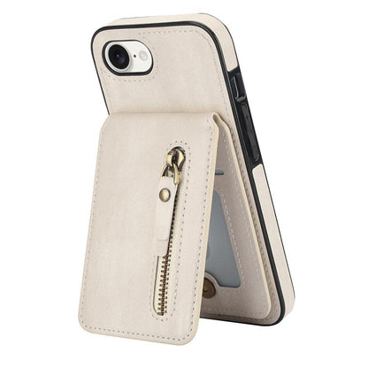 For iPhone 16e Zipper Wallet Split MagSafe Leather Back Phone Case(White) - iPhone 16e Cases by buy2fix | Online Shopping UK | buy2fix