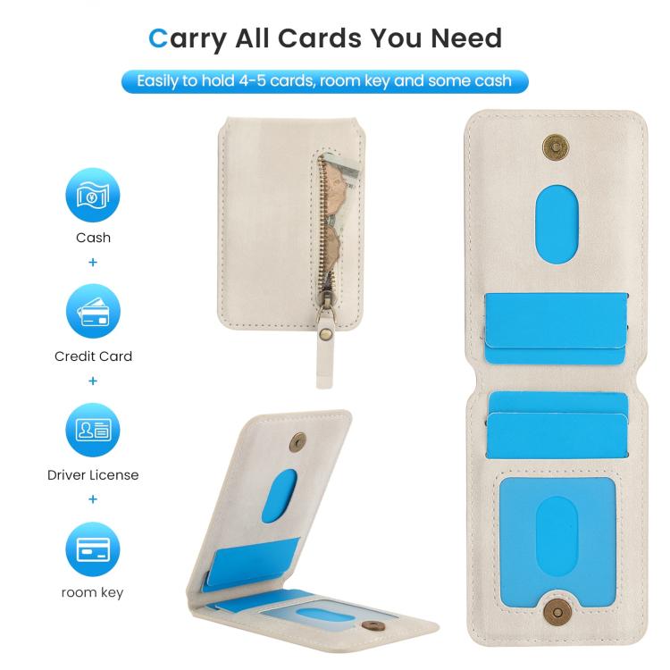 For iPhone 16e Zipper Wallet Split MagSafe Leather Back Phone Case(White) - iPhone 16e Cases by buy2fix | Online Shopping UK | buy2fix
