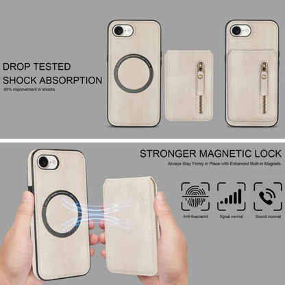 For iPhone 16e Zipper Wallet Split MagSafe Leather Back Phone Case(White) - iPhone 16e Cases by buy2fix | Online Shopping UK | buy2fix
