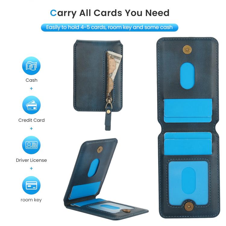 For iPhone 16e Zipper Wallet Split MagSafe Leather Back Phone Case(Blue) - iPhone 16e Cases by buy2fix | Online Shopping UK | buy2fix
