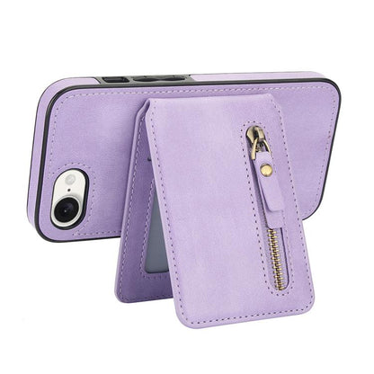 For iPhone 16e Zipper Wallet Split MagSafe Leather Back Phone Case(Purple) - iPhone 16e Cases by buy2fix | Online Shopping UK | buy2fix