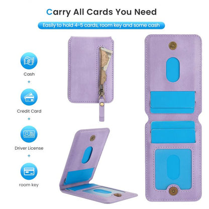 For iPhone 16e Zipper Wallet Split MagSafe Leather Back Phone Case(Purple) - iPhone 16e Cases by buy2fix | Online Shopping UK | buy2fix