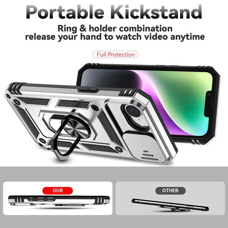 For iPhone 16e Sliding Camshield Holder Phone Case(Silver) - iPhone 16e Cases by buy2fix | Online Shopping UK | buy2fix