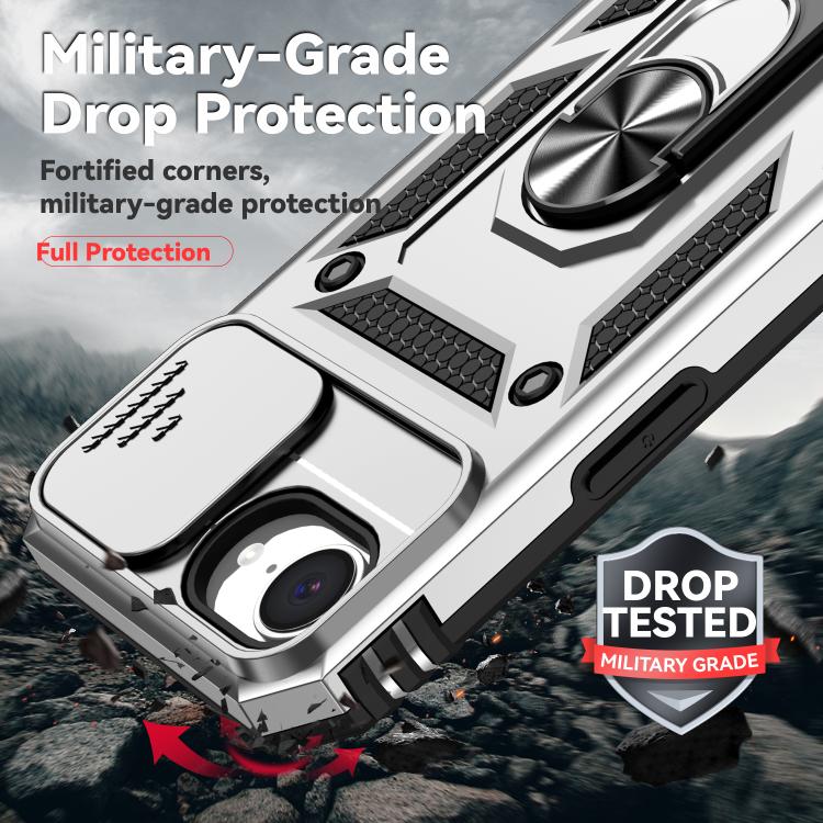 For iPhone 16e Sliding Camshield Holder Phone Case(Silver) - iPhone 16e Cases by buy2fix | Online Shopping UK | buy2fix