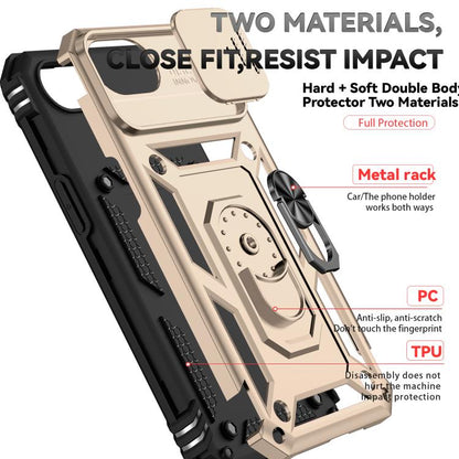 For iPhone 16e Sliding Camshield Holder Phone Case(Gold) - iPhone 16e Cases by buy2fix | Online Shopping UK | buy2fix