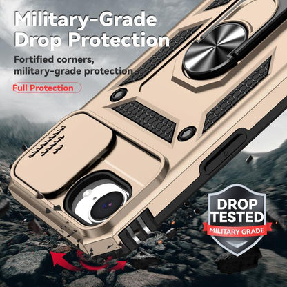 For iPhone 16e Sliding Camshield Holder Phone Case(Gold) - iPhone 16e Cases by buy2fix | Online Shopping UK | buy2fix