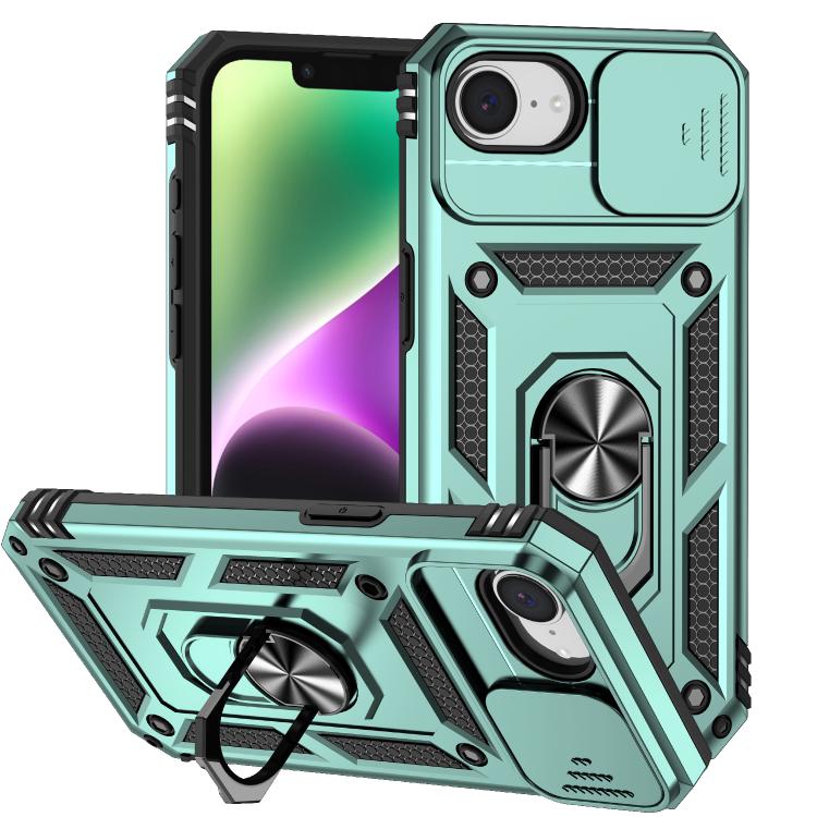 For iPhone 16e Sliding Camshield Holder Phone Case(Dark Green) - iPhone 16e Cases by buy2fix | Online Shopping UK | buy2fix
